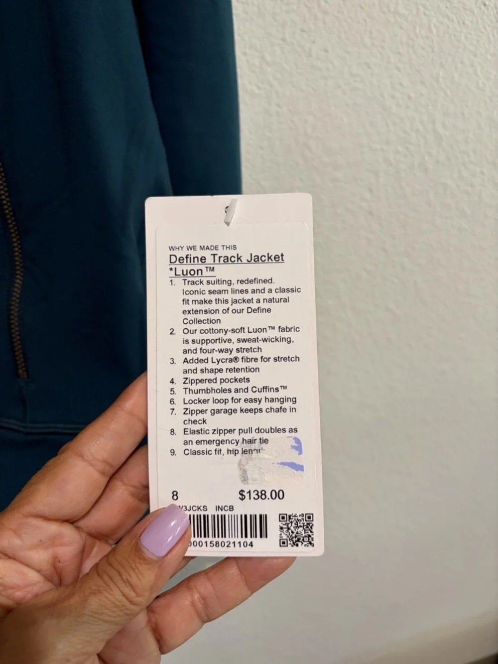 Lululemon Define Track Jacket Luon Indochine Blue SZ 8 - Picture 4 of 6